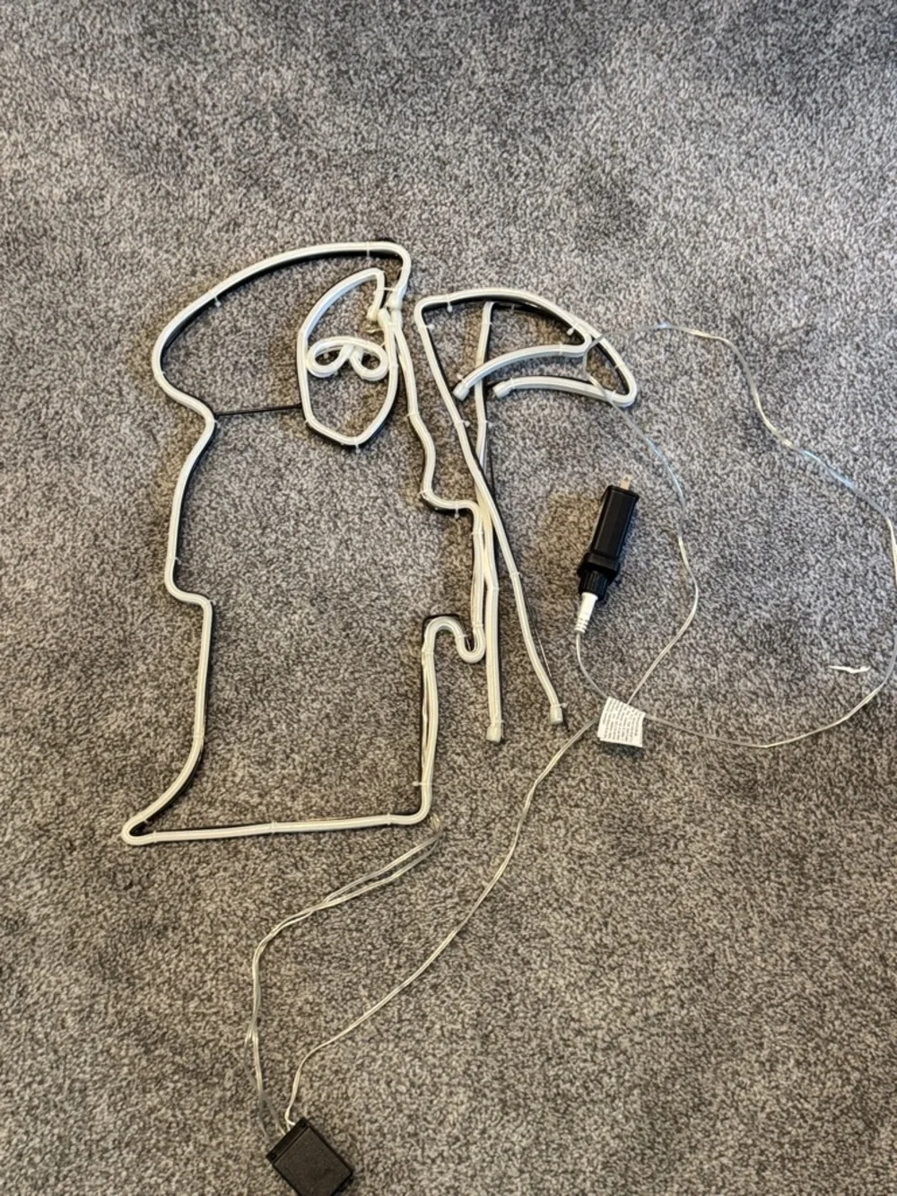 White Neon Grim Reaper Silhouette Light